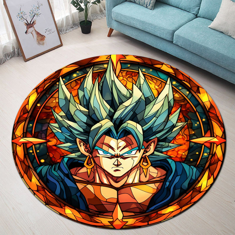 Vegito Dragon Ball Stained Glass Round Carpet Rug Bedroom Livingroom Home Decor