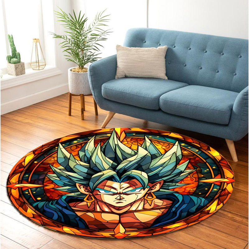 Vegito Dragon Ball Stained Glass Round Carpet Rug Bedroom Livingroom Home Decor