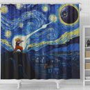 Goku Vs Death Star Starry Night Shower Curtain