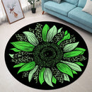 Green Cheetah Sunflower Round Rug