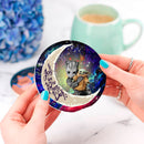 Groot Hold Baby Yoda Love You To The Moon Galaxy Ceramic Drink Coasters