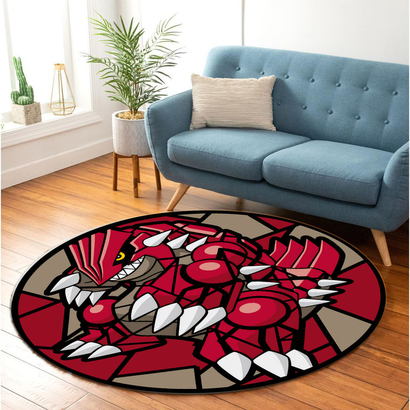 Groudon Stained Glass Round Rug
