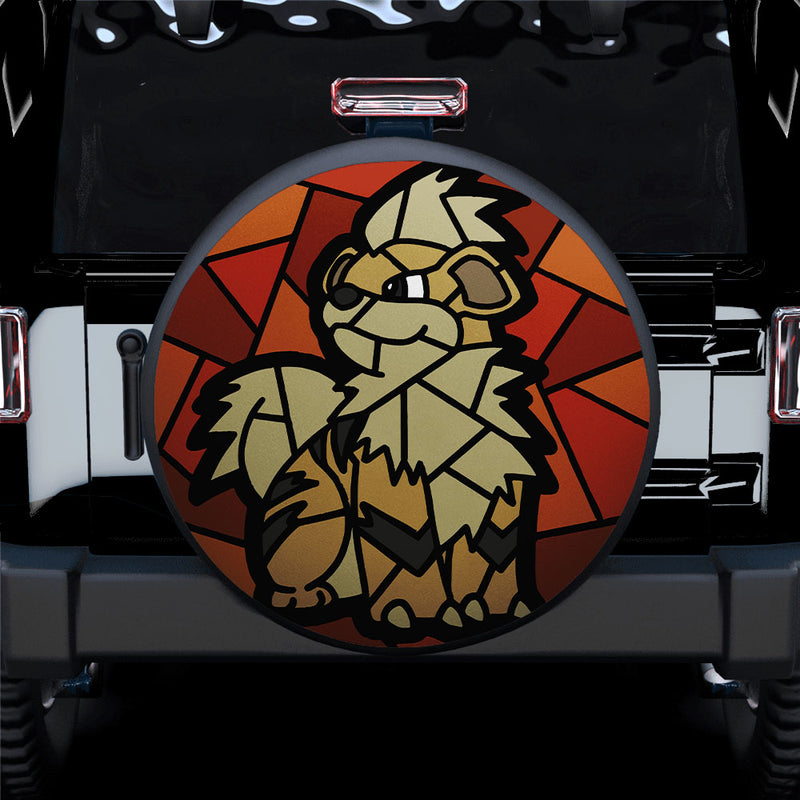 Growlithe Pokemon Stained Glass Car Spare Tire Covers Gift For Campers