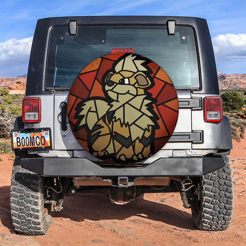 Growlithe Pokemon Stained Glass Car Spare Tire Covers Gift For Campers