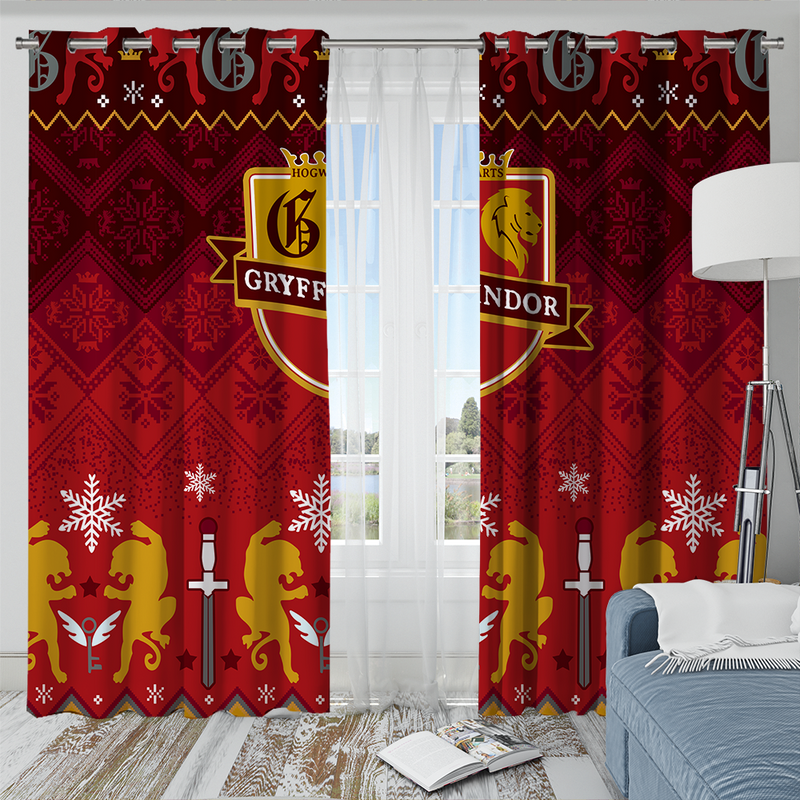 Premium Gryffindor Christmas Harry Potter Window Curtain