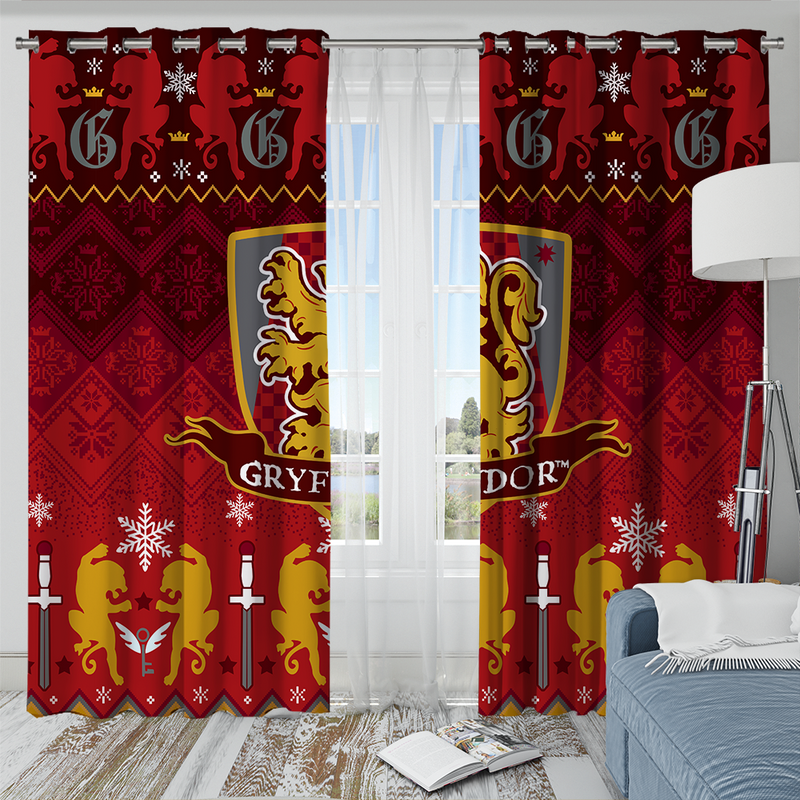 Gryffindor Harry Potter Christmas Decor Window Curtain