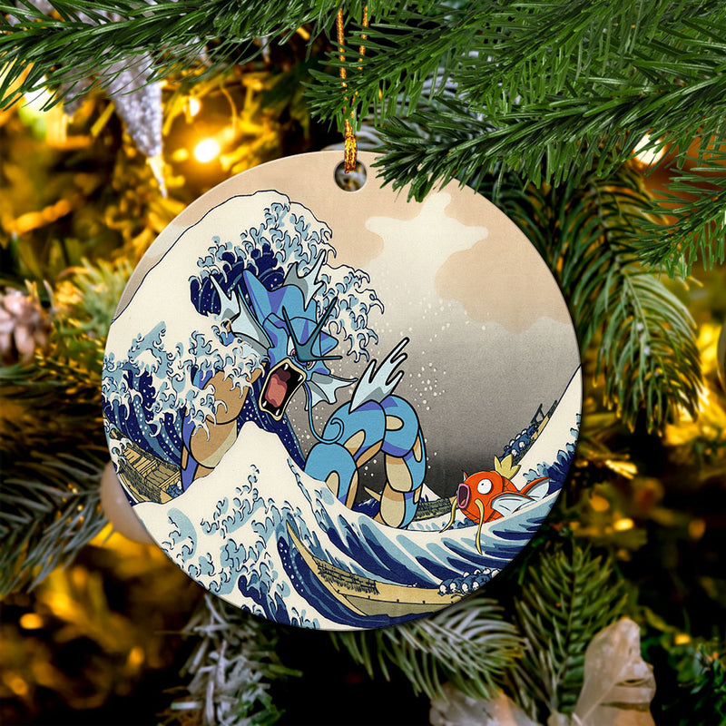 Gyarados Magikarp The Great Wave Mica Ornament Perfect Gift For Holiday