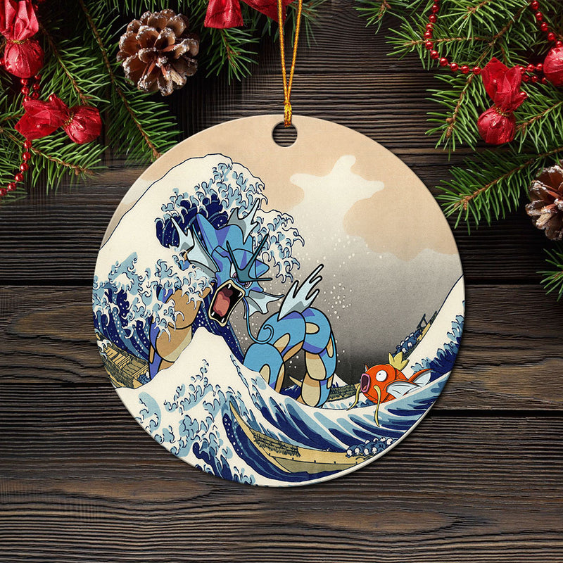 Gyarados Magikarp The Great Wave Mica Ornament Perfect Gift For Holiday