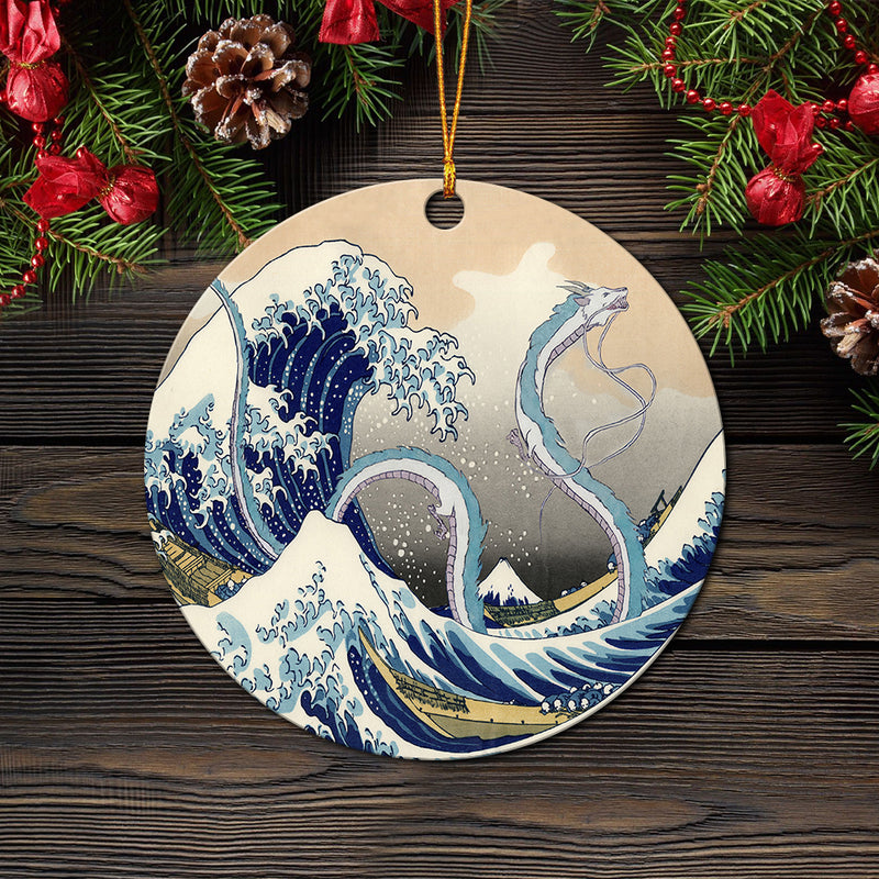 Haku Dragon Ghibli Studio Spirited Away The Great Wave Mica Ornament Perfect Gift For Holiday