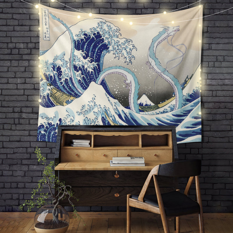 Haku Dragon Ghibli Studio Spirited The Great Wave Tapestry Room Decor