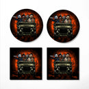 Halloween Horro Movie Ride Jeep Funny Ceramic Drink Coasters