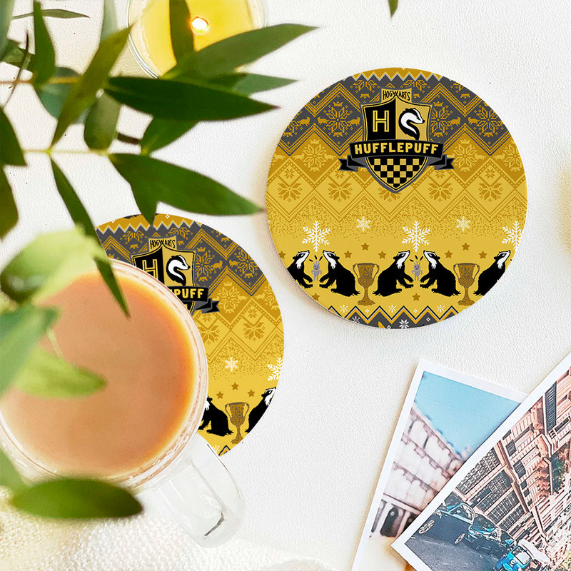 Harry Potter Hufflepuff Yellow Christmas Ceramic Drink Coasters