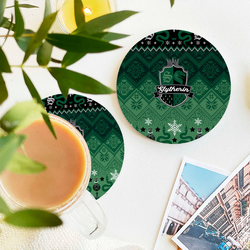 Harry Potter Slytherin Green Christmas Ceramic Drink Coasters