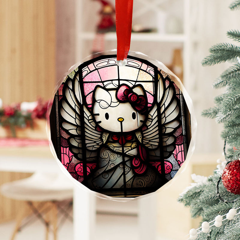 Hello Kitty Angel Wing Stained Glass Ornament