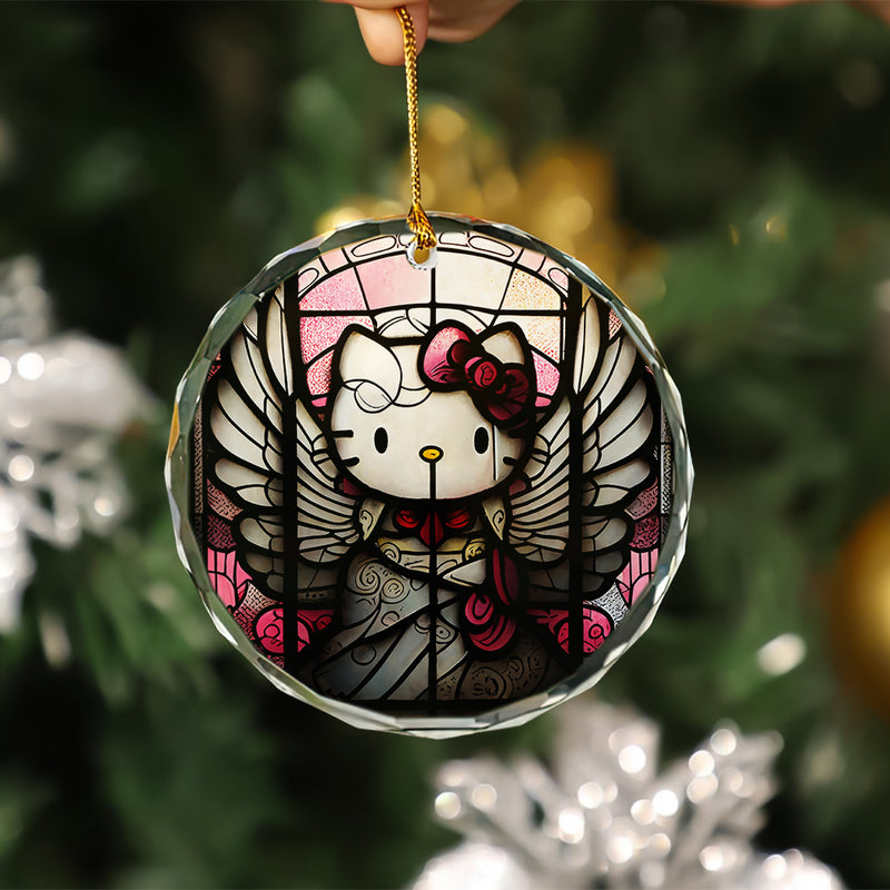Hello Kitty Angel Wing Stained Glass Ornament