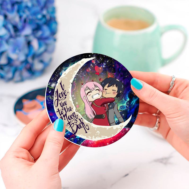 Hiro Zero Two Darling In The Franxx Anime Couple Love You To The Moon Galaxy Ceramic Drink Coasters