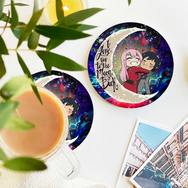 Hiro Zero Two Darling In The Franxx Anime Couple Love You To The Moon Galaxy Ceramic Drink Coasters