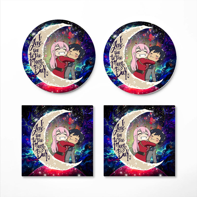 Hiro Zero Two Darling In The Franxx Anime Couple Love You To The Moon Galaxy Ceramic Drink Coasters