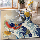 Hoho Vs Lugia The Great Wave Rectangular Area Rug