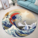 Hoho vs Lugia The Great Wave Round Rug