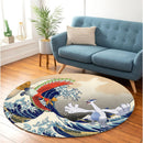 Hoho vs Lugia The Great Wave Round Rug