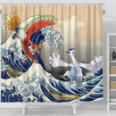 Hoho vs Lugia The Great Wave Shower Curtain