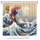 Hoho vs Lugia The Great Wave Shower Curtain