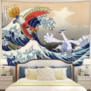 Hoho vs Lugia The Great Wave Tapestry Room Decor