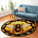 Honey Bee Stained Glass Round Rug