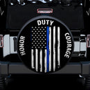 Honor Duty Courage Blue Line US Flag Car Spare Tire Cover