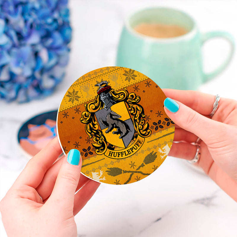 Hufflepuff Harry Potter Yellow Christmas Ceramic Drink Coasters