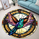 Humming Bird Stained Glass Round Rug