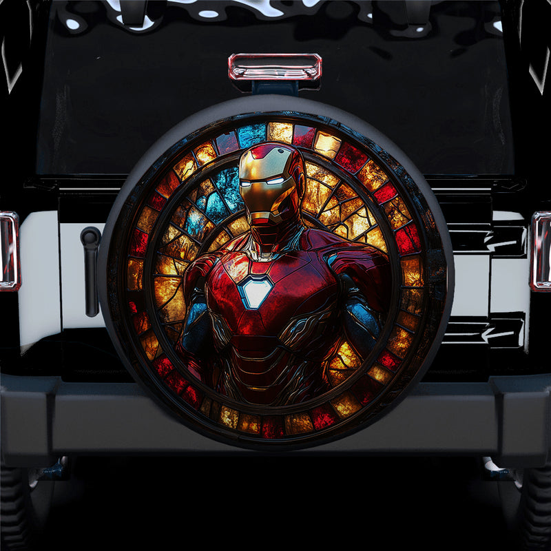 Iron Man Stained Glass Sun Catcher Car Spare Tire Cover