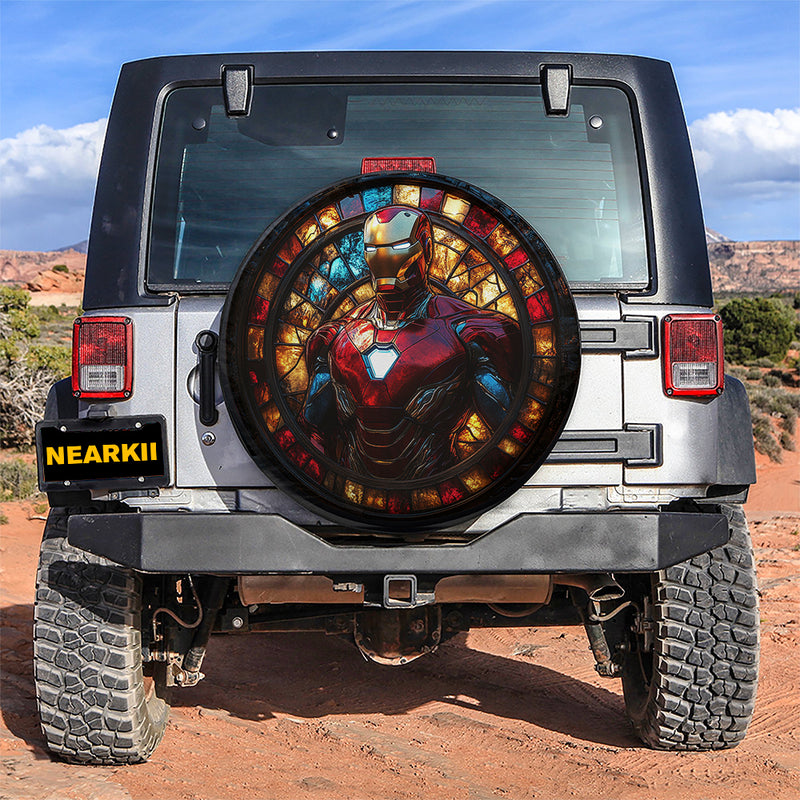 Iron Man Stained Glass Sun Catcher Car Spare Tire Cover