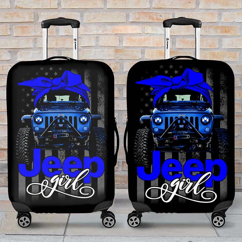 Jeep Girl Blue Luggage Cover Suitcase Protector