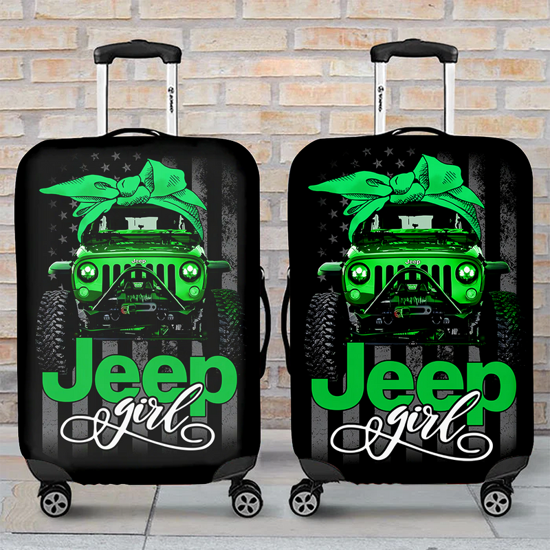 Jeep Girl Green Luggage Cover Suitcase Protector
