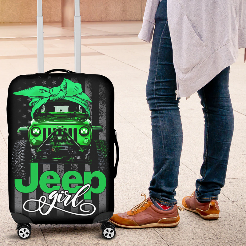 Jeep Girl Green Luggage Cover Suitcase Protector