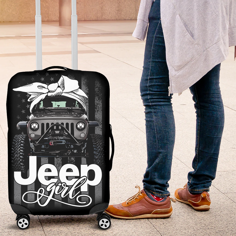 Jeep Girl White Luggage Cover Suitcase Protector