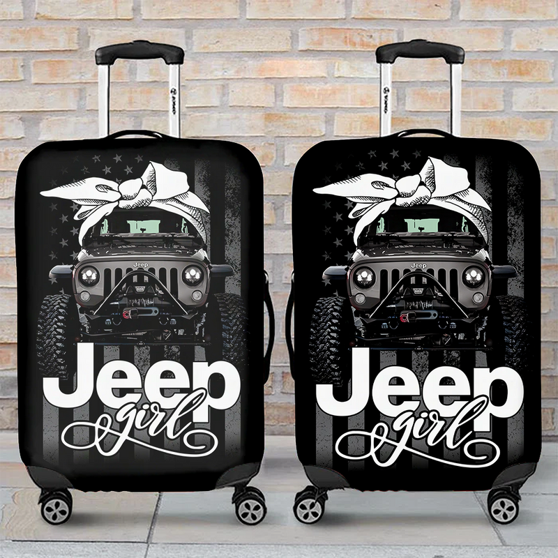 Jeep Girl White Luggage Cover Suitcase Protector