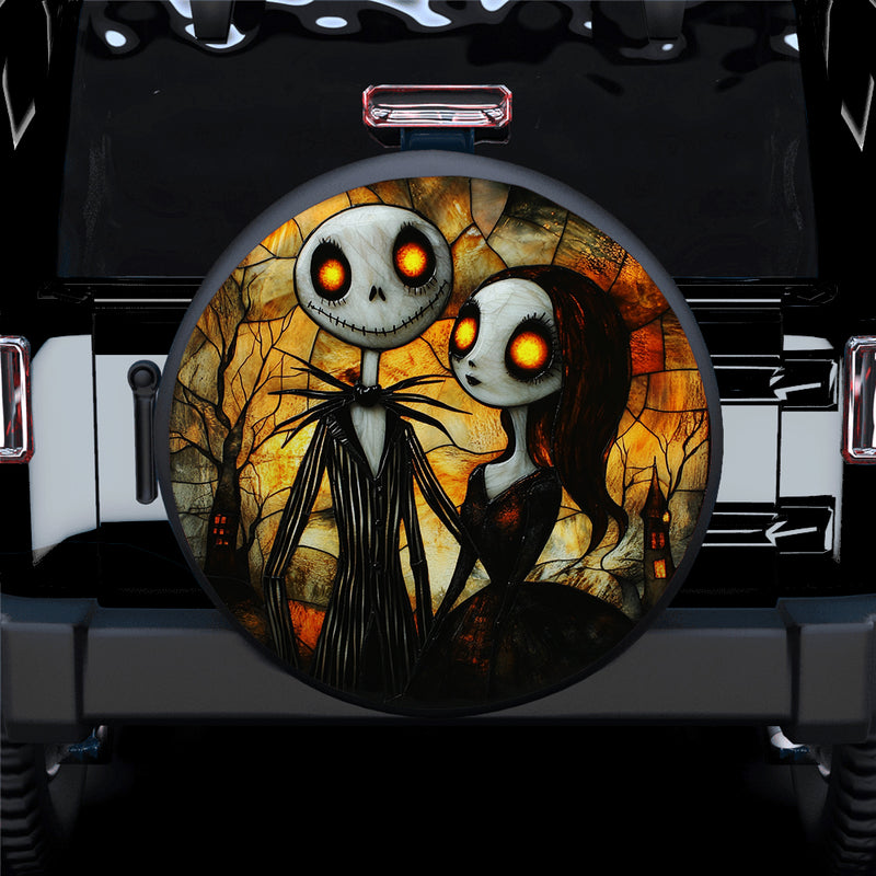 Jack Sally Nightmare Stained Glass Sun Catcher Car Spare Tire Cover