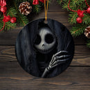 Jack Skellington Peeking Curtain Mica Circle Ornament
