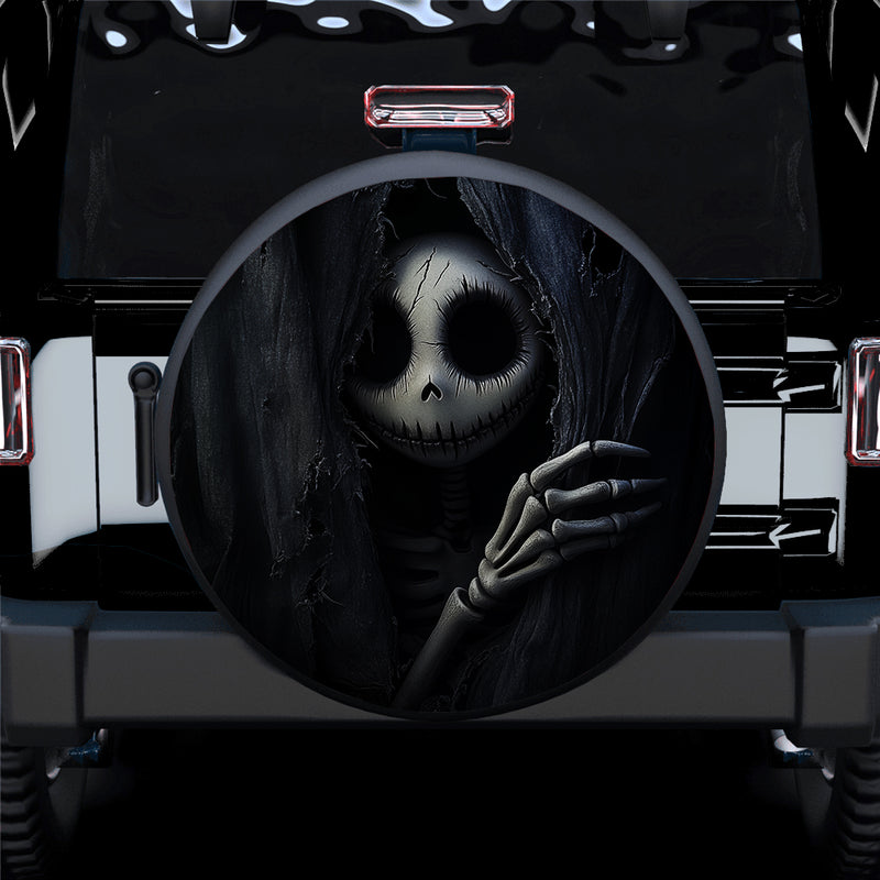 Jack Skellington Peeking Curtain Car Spare Tire Cover