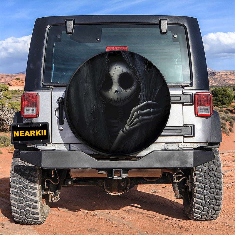 Jack Skellington Peeking Curtain Car Spare Tire Cover