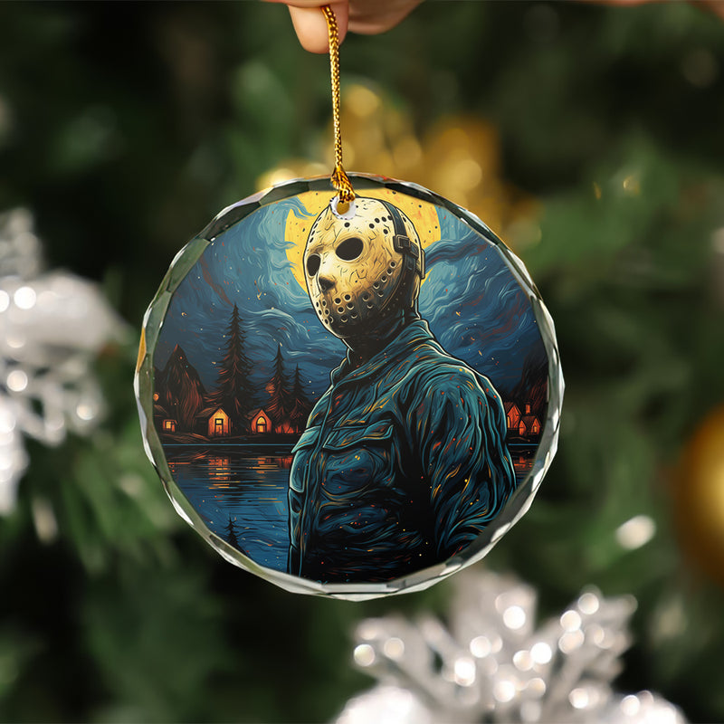 Jason Voorhees Horror Movies Starry Night Glass Ornament