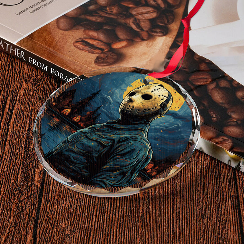 Jason Voorhees Horror Movies Starry Night Glass Ornament