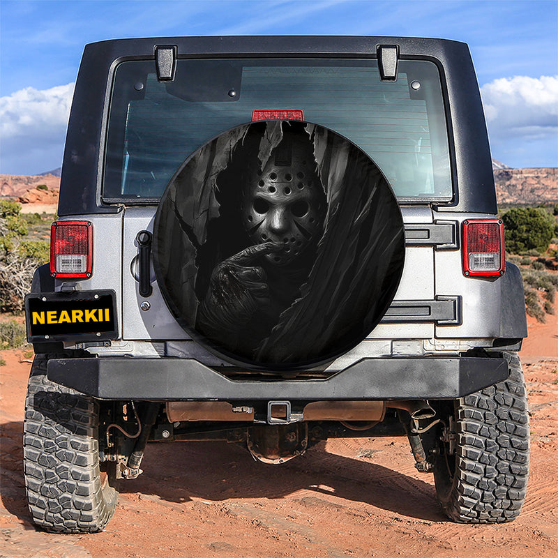 Jason Voorhees Peeking Curtain Car Spare Tire Cover