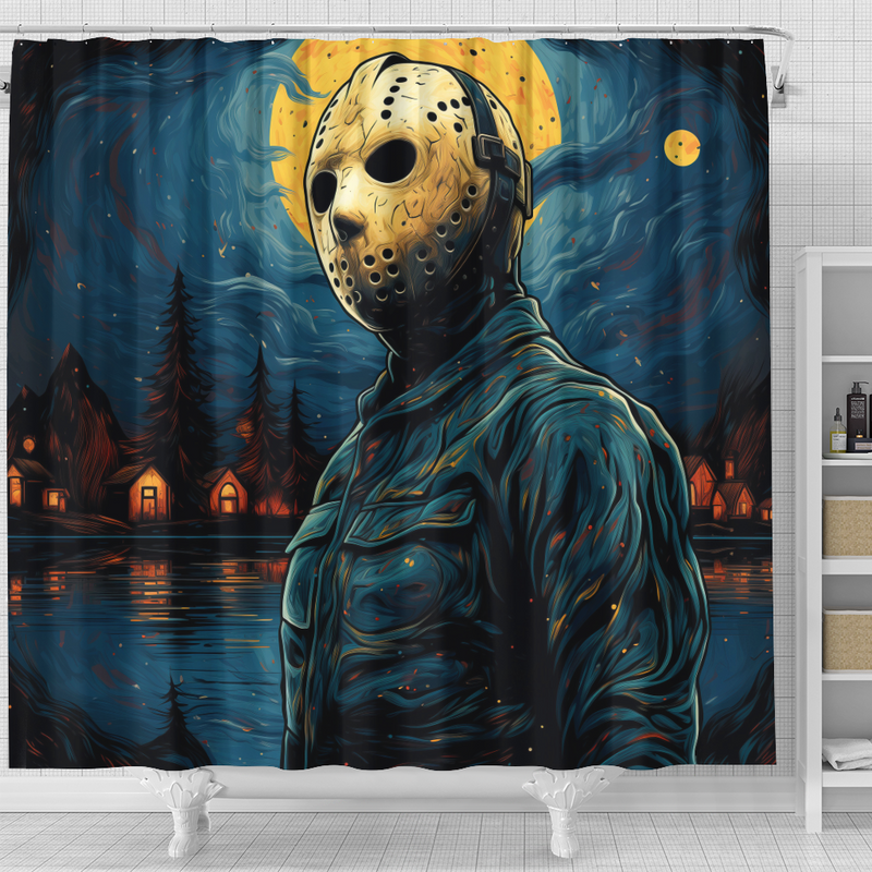 Jason Voorhees Horror Movies Starry Night Shower Curtain