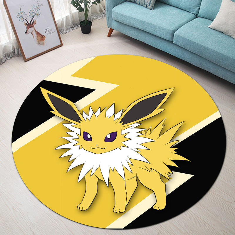Jolteon Eevee Evolution Pokemon Round Carpet Rug Bedroom Livingroom Home Decor