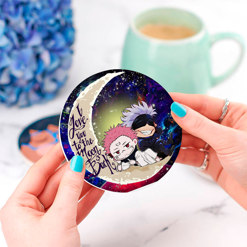 Jujutsu Kaisen Gojo Sakuna Chibi Anime Love You To The Moon Galaxy Ceramic Drink Coasters