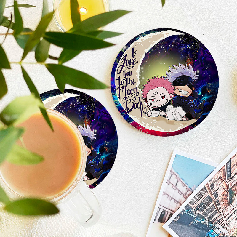 Jujutsu Kaisen Gojo Sakuna Chibi Anime Love You To The Moon Galaxy Ceramic Drink Coasters